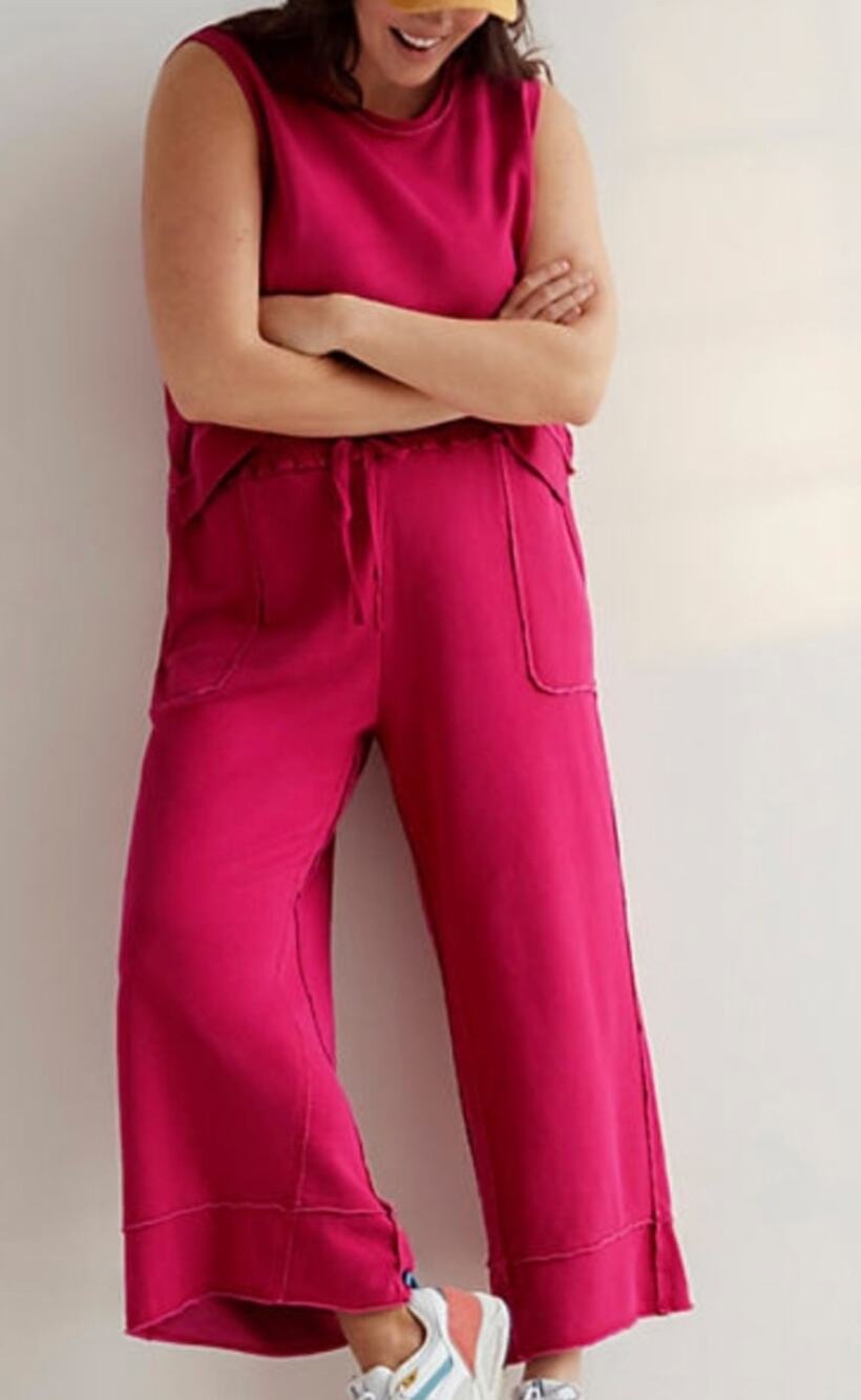 Anthropologie Daily Practice Pink Wide Leg Sweatpants Lounge Cozy
